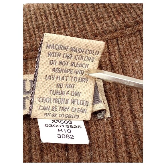 Duluth Trading Sweater Mens Pullover XL Brown Lambs Wool Cable Knit Crewneck - Picture 6 of 12